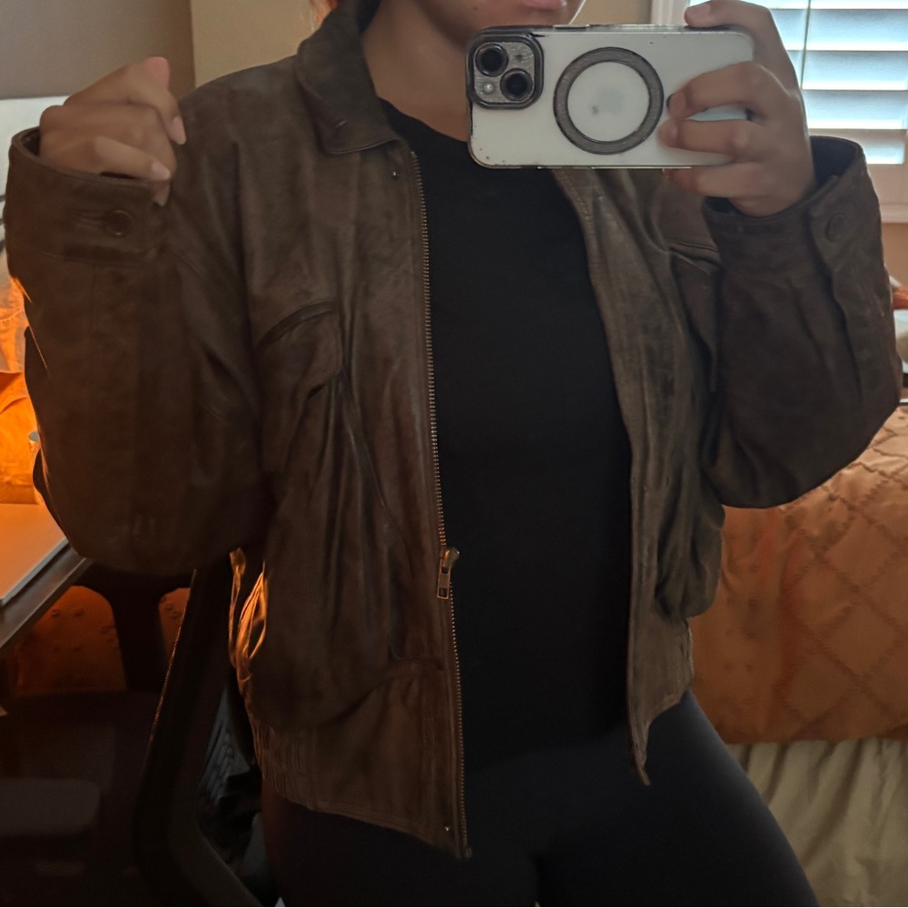 Vintage 80s Genuine Leather Bomber Jacket – Tamiko West – Rare Style - Picture 8 of 9